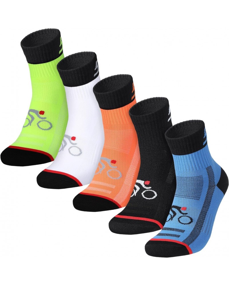 5 Pairs Mens Cycling Socks Sports Bike Socks Unisex Nylon Colorful Athletic Socks Breathable Cycling Gifts for Women $9.24 Ac...