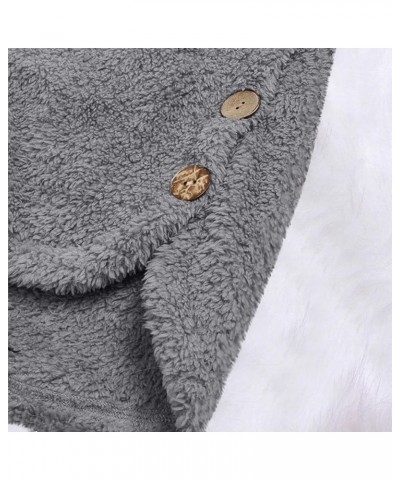 Women's Fleece Coats Hooded Button Down Color Block Jackets Plus Size Long Sleeve Side Split Fuzzy Tops S-5Xl 03gray $11.31 J...