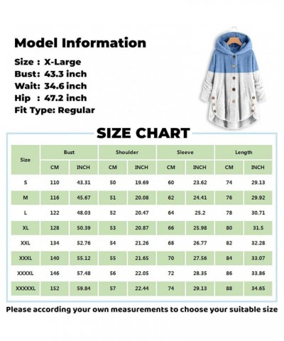 Women's Fleece Coats Hooded Button Down Color Block Jackets Plus Size Long Sleeve Side Split Fuzzy Tops S-5Xl 03gray $11.31 J...