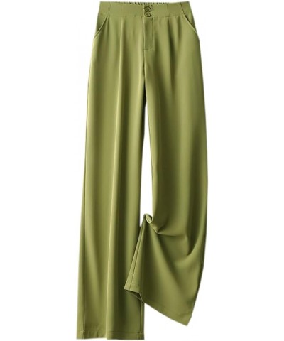 Women's Vintage Slight Pleats Wide Dress Pants Green $10.02 Pants