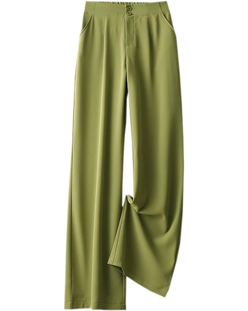 Women's Vintage Slight Pleats Wide Dress Pants Green $10.02 Pants