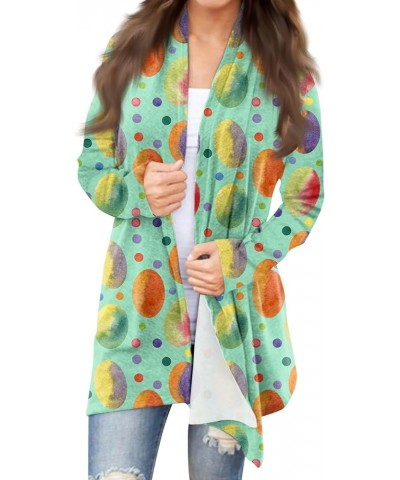 Easter Cardigan for Women 2024 Lightweight Cute Bunny Print Draped Open Front with Long Sleeve Oversized Outwear 02-green $8....