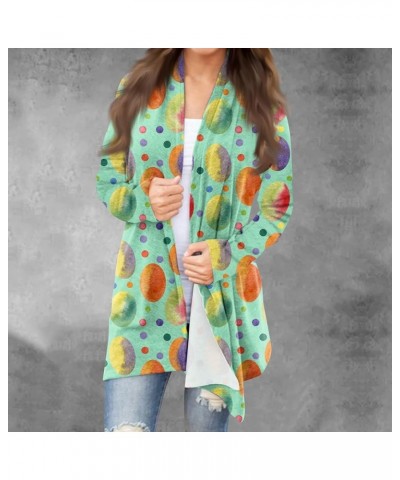 Easter Cardigan for Women 2024 Lightweight Cute Bunny Print Draped Open Front with Long Sleeve Oversized Outwear 02-green $8....
