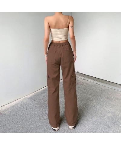 Women Wide Leg Jeans High Waist Baggy Jeans Y2k Loose Fit Boyfriend Jeans Stretchy Denim Pants Streetwear Pocket Jeans Brown ...