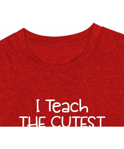 Plus Size Valentine's Day Shirts for Women Heart Print Graphic Tees Teacher Valentine Shirt Casual Tops Red-teach $10.12 Tops