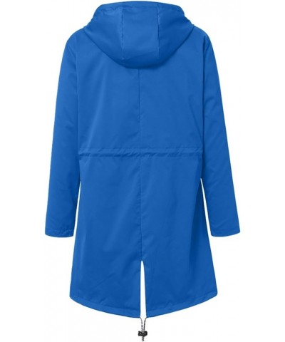 Womens Winter Coats, 2023 Waterproof Rain Jacket Hood Windbreaker Hiking Travel Zip up Drawstring Raincoats 2-blue $11.58 Coats