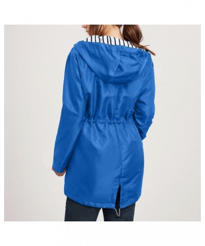 Womens Winter Coats, 2023 Waterproof Rain Jacket Hood Windbreaker Hiking Travel Zip up Drawstring Raincoats 2-blue $11.58 Coats