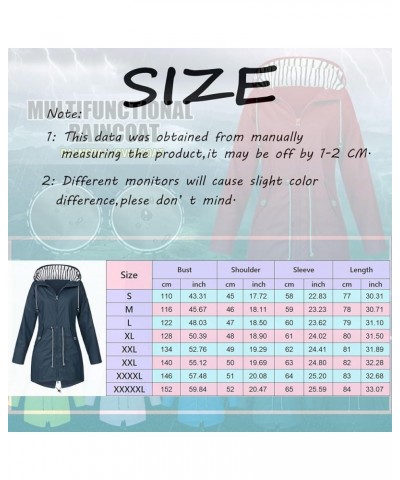 Womens Winter Coats, 2023 Waterproof Rain Jacket Hood Windbreaker Hiking Travel Zip up Drawstring Raincoats 2-blue $11.58 Coats