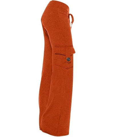 Womens Cargo Pants High Waisted Casual Pant Baggy Stretchy Wide Leg Jogger Sweatpants Y2k Trousers with Pockets 07-orange $7....