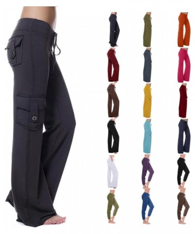 Womens Cargo Pants High Waisted Casual Pant Baggy Stretchy Wide Leg Jogger Sweatpants Y2k Trousers with Pockets 07-orange $7....