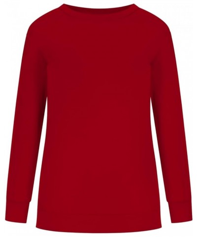 Fall Sweatshirts For Women Round Neck Tops Cotton Shirts Casual Fashion Shirt Tops Women's Casual Long Sleeve Tops 6-red $11....