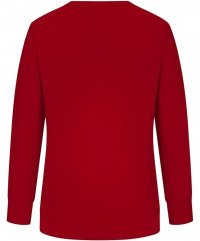 Fall Sweatshirts For Women Round Neck Tops Cotton Shirts Casual Fashion Shirt Tops Women's Casual Long Sleeve Tops 6-red $11....