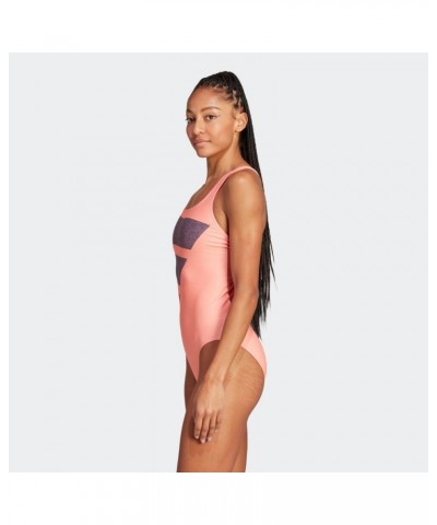 Women's Standard Big Bars Graphic Swimsuit Coral Fusion/Shadow Navy/White $15.75 Swimsuits