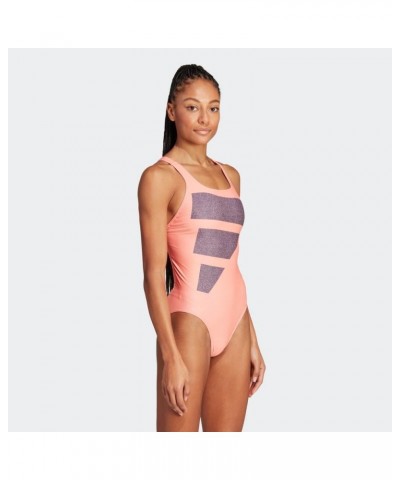 Women's Standard Big Bars Graphic Swimsuit Coral Fusion/Shadow Navy/White $15.75 Swimsuits