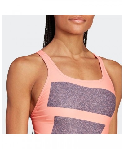 Women's Standard Big Bars Graphic Swimsuit Coral Fusion/Shadow Navy/White $15.75 Swimsuits