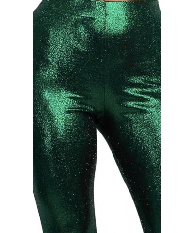 Women's Green Metallic Bell Bottoms Glitter Flare Pants Green $11.14 Pants