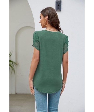 St. Jubileens Women's Plus Size Tunic Tops Square Neck Petal Short Sleeve Loose Casual Blouse Tops Green $12.75 Tops