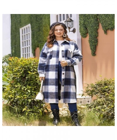 Plaid Shacket Womens,Womens Flannel Plaid Shirts Roll Up Long Sleeve Pockets Mid-Long Casual Boyfriend Shirts Z09navy $15.38 ...