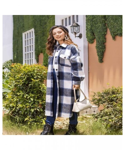 Plaid Shacket Womens,Womens Flannel Plaid Shirts Roll Up Long Sleeve Pockets Mid-Long Casual Boyfriend Shirts Z09navy $15.38 ...