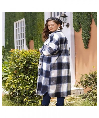 Plaid Shacket Womens,Womens Flannel Plaid Shirts Roll Up Long Sleeve Pockets Mid-Long Casual Boyfriend Shirts Z09navy $15.38 ...