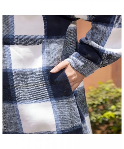 Plaid Shacket Womens,Womens Flannel Plaid Shirts Roll Up Long Sleeve Pockets Mid-Long Casual Boyfriend Shirts Z09navy $15.38 ...