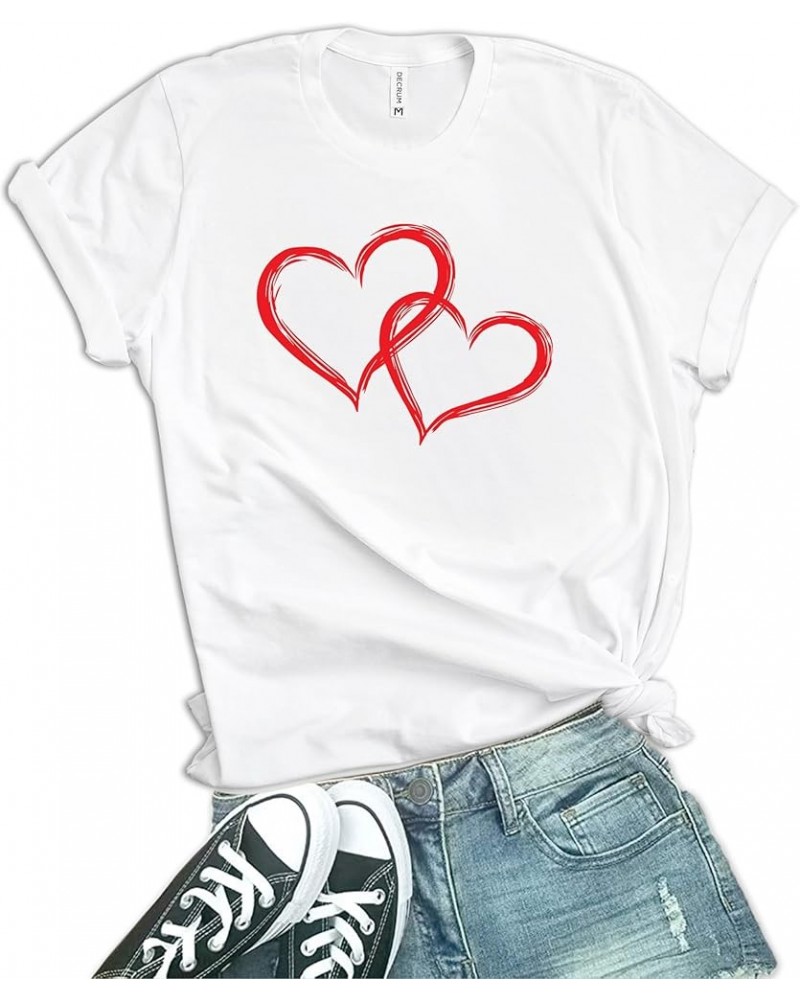 Heart Shirts for Women - Cute Girlfriend Love Graphic Tees Gifts for Her White - Hearts Valentines Shirt $10.98 T-Shirts