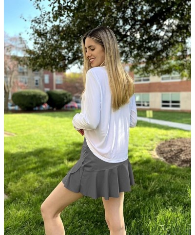 Tennis Skirts for Women with Pockets Pleated Golf Athletic Skort Skirts with Shorts High Waisted 15"grey $17.69 Skorts