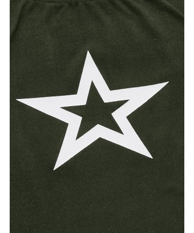 Women's Star Print Color Block Crop Tee Top Slim Fit Short Sleeve T Shirt Black and White XS X-Small Army Green $12.41 T-Shirts