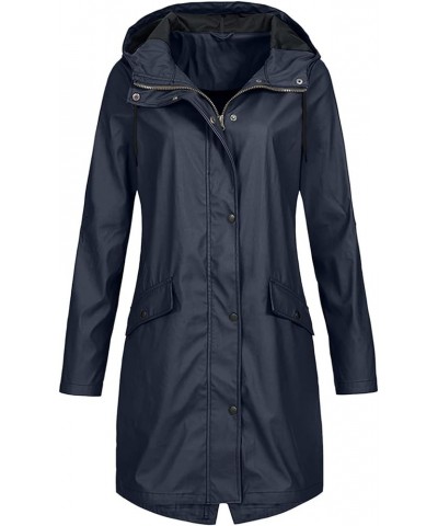 Waterproof Jackets For Women With Hood Lightweight Casual Anorak Travel Hiking Coats with Pockets 723 F-navy $10.25 Jackets