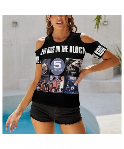 New-Kids On The-Block Women's Off Shoulder Tops Short Sleeves Slim Fit T-Shirt Style $15.50 T-Shirts