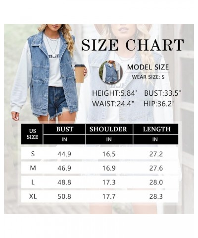 Women’s Vintage Denim Jean Vest Oversized Button Down Jean Waistcoat Gilet 05 Blue $20.09 Vests