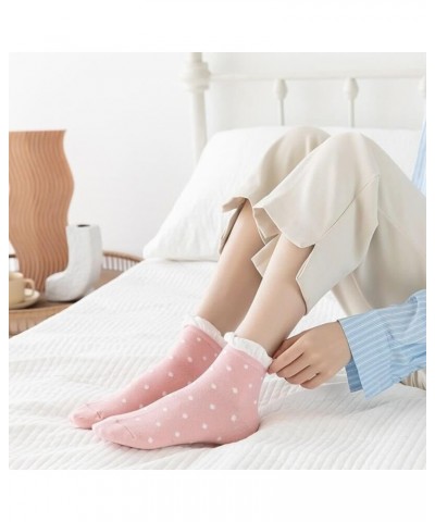 Polka Dot Ruffle Low Ankle Socks for Women Cute Thin No Show Socks Lightweight Pastal Color Soft Sock 5/6 Pairs Polka Dot(5 P...