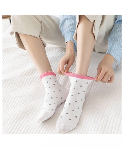 Polka Dot Ruffle Low Ankle Socks for Women Cute Thin No Show Socks Lightweight Pastal Color Soft Sock 5/6 Pairs Polka Dot(5 P...