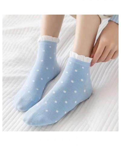 Polka Dot Ruffle Low Ankle Socks for Women Cute Thin No Show Socks Lightweight Pastal Color Soft Sock 5/6 Pairs Polka Dot(5 P...