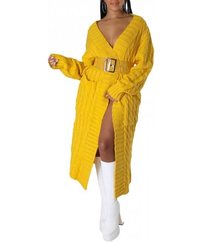 Women's Long Cardigan Sweater Open Front Solid Cable Knit Loose Thick Coat Warm Jacket Fall Winter Casual Outwear Yellow $14....