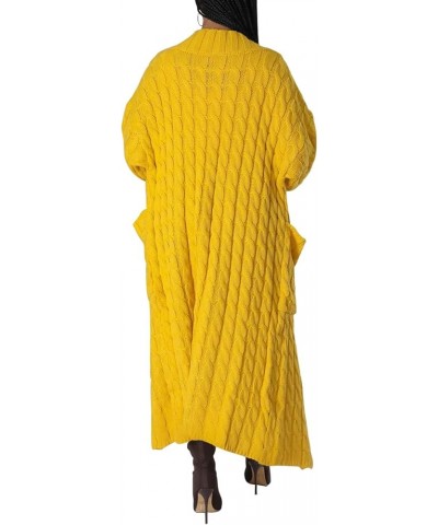 Women's Long Cardigan Sweater Open Front Solid Cable Knit Loose Thick Coat Warm Jacket Fall Winter Casual Outwear Yellow $14....