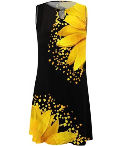 Summer Dresses for Women 2023 Trendy Boho Floral Beach Cover Up Sleeveless Mini Dress Casual Tshirt Sun Dresses C Yellow $9.0...