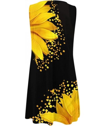 Summer Dresses for Women 2023 Trendy Boho Floral Beach Cover Up Sleeveless Mini Dress Casual Tshirt Sun Dresses C Yellow $9.0...