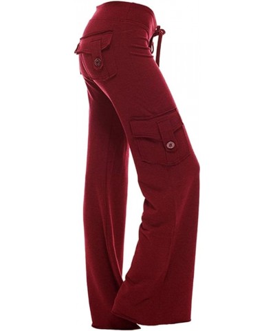 Womens Cargo Pants High Waisted Casual Pant Baggy Stretchy Wide Leg Jogger Sweatpants Y2k Trousers with Pockets 02-wine $7.07...