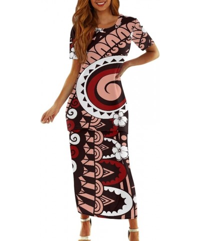 Women's Traditional Polynesian Puletasi Samoa Dress Short Sleeve Top Dress 2 Piece Set Hawaiian Polynesian Hibiscus $23.84 Dr...