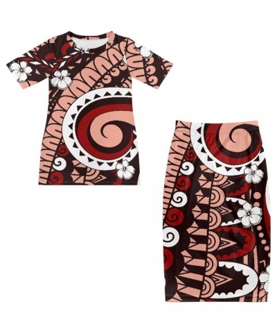 Women's Traditional Polynesian Puletasi Samoa Dress Short Sleeve Top Dress 2 Piece Set Hawaiian Polynesian Hibiscus $23.84 Dr...