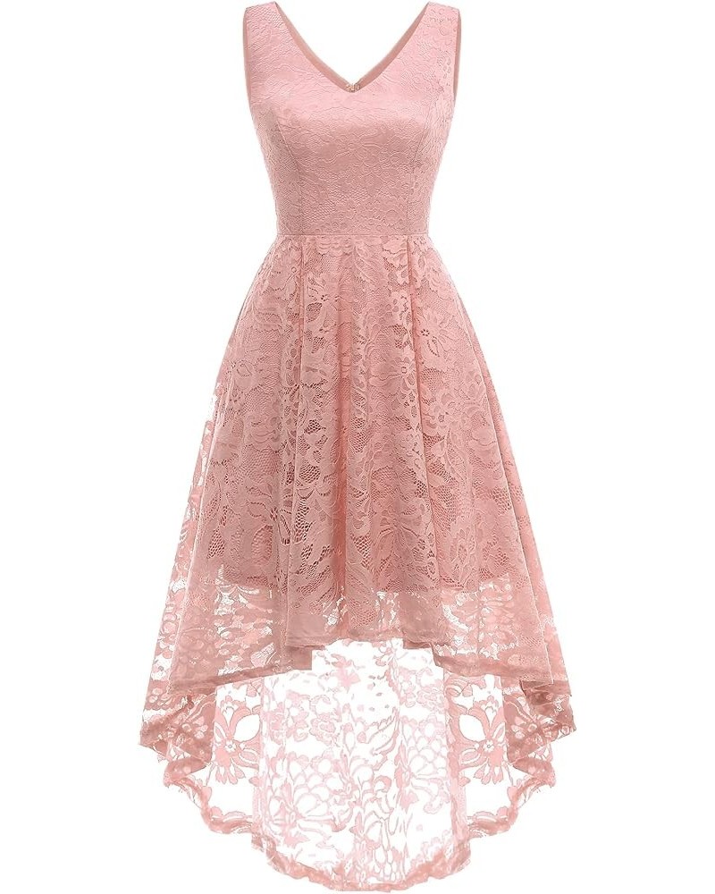 Women's Elegant Floral Lace Dress Sleeveless Crew Neck Hi-Lo Cocktail Dress for Evening Party V Neck-blush $23.85 Dresses