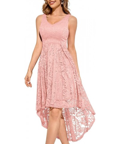 Women's Elegant Floral Lace Dress Sleeveless Crew Neck Hi-Lo Cocktail Dress for Evening Party V Neck-blush $23.85 Dresses