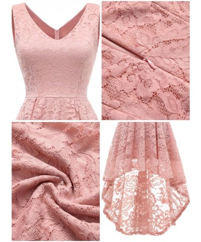 Women's Elegant Floral Lace Dress Sleeveless Crew Neck Hi-Lo Cocktail Dress for Evening Party V Neck-blush $23.85 Dresses