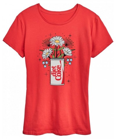 Diet Coke - Flowers with Coke Can - Women's Short Sleeve Graphic T-Shirt Red $12.50 T-Shirts