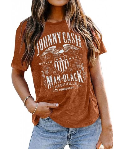 Country Music Tshirt for Women Vintage Nashville Tennessee Graphic Shirts Music Lovers Summer Vacation Top Shirt Tee S-brown ...