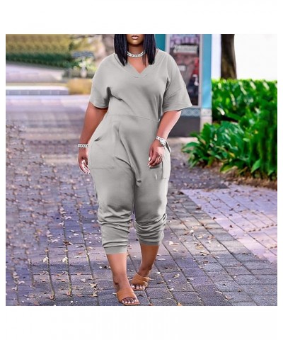 Oversized Jumpsuits for Women Plus Size Rompers for Women Overalls with Pockets Tie dye Print Womens Jumpsuits 01-light Gray ...