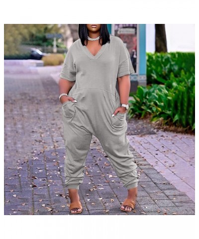 Oversized Jumpsuits for Women Plus Size Rompers for Women Overalls with Pockets Tie dye Print Womens Jumpsuits 01-light Gray ...