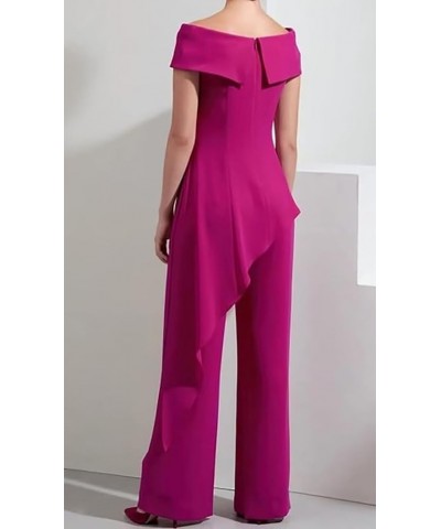 Mother of The Bride Pantsuits for Wedding Off Shoulder Chiffon Prom Cocktail Outfit Plum $32.39 Others