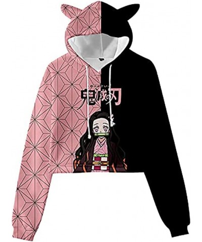 Women Girls Anime Slayer Kimetsu no Yaiba Cute Cat Ear Hoodie Crop Top Pullover Sweatshirt Black22 $12.53 Hoodies & Sweatshirts